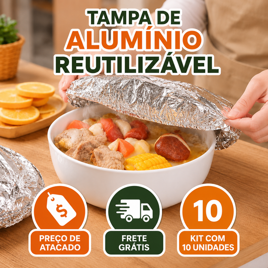 PROMOÇÃO DO DIA l  KIT 10 Tampas Térmica de Alumínio - Resistentes ao Calor e Reutilizáveis