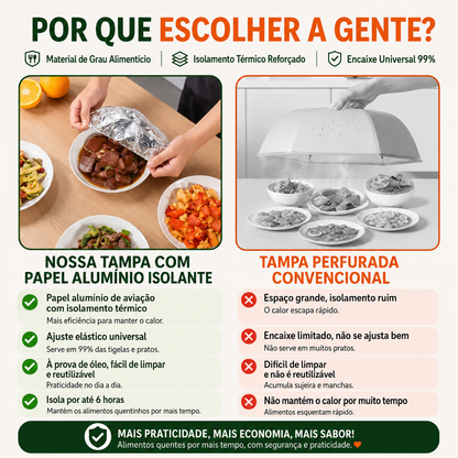 PROMOÇÃO DO DIA l  KIT 10 Tampas Térmica de Alumínio - Resistentes ao Calor e Reutilizáveis